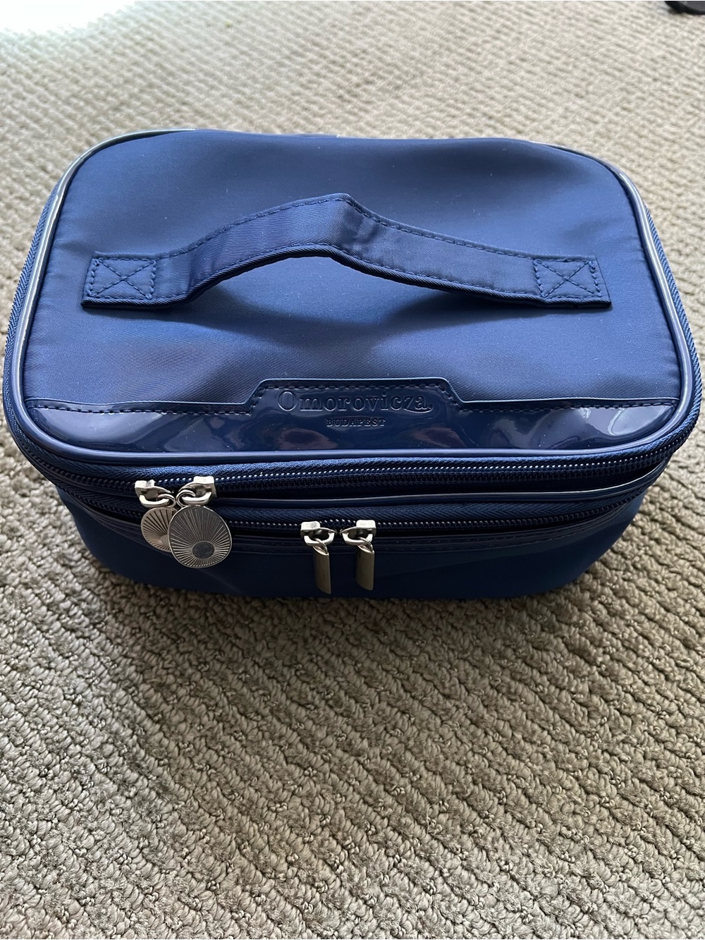 Omorovicza Navy Travel Cosmetics Case with Top Handle